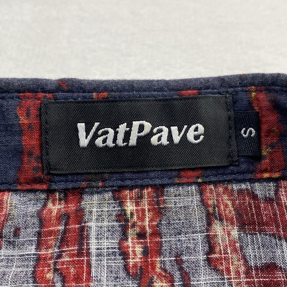 Vatpave Floral/Tropical Cotton/Viscose Short Sleeve Shirt (Red/Blue/Yellow) - Picture 14 of 15